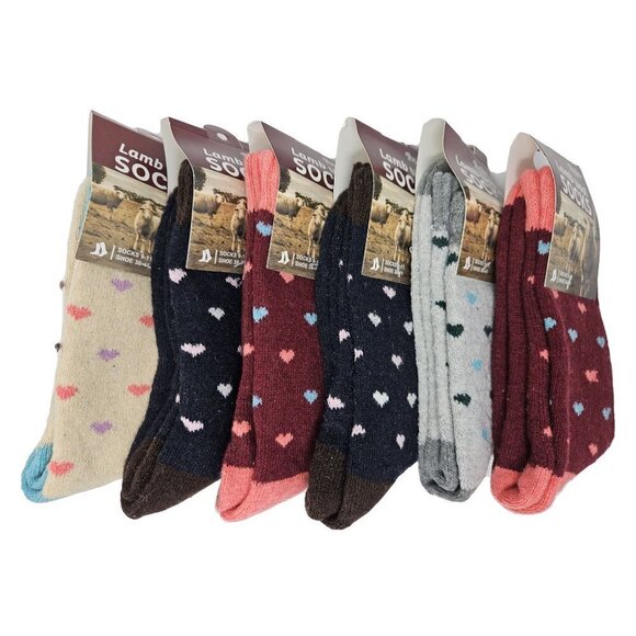 Women's Lamb Wool Socks, Warm Winter Crew Ladies Boot Socks, 6-Pack, NEW - Picture 1 of 4